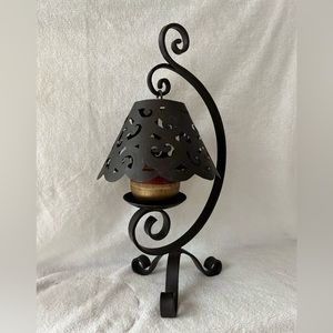 Beautiful, Ornate, Handcrafted Wrought Iron Metal Candle Holder on a Stand